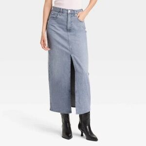 Universal Thread Denim Midi Skirt | Front Slit | High Rise | Size 17 | NWT